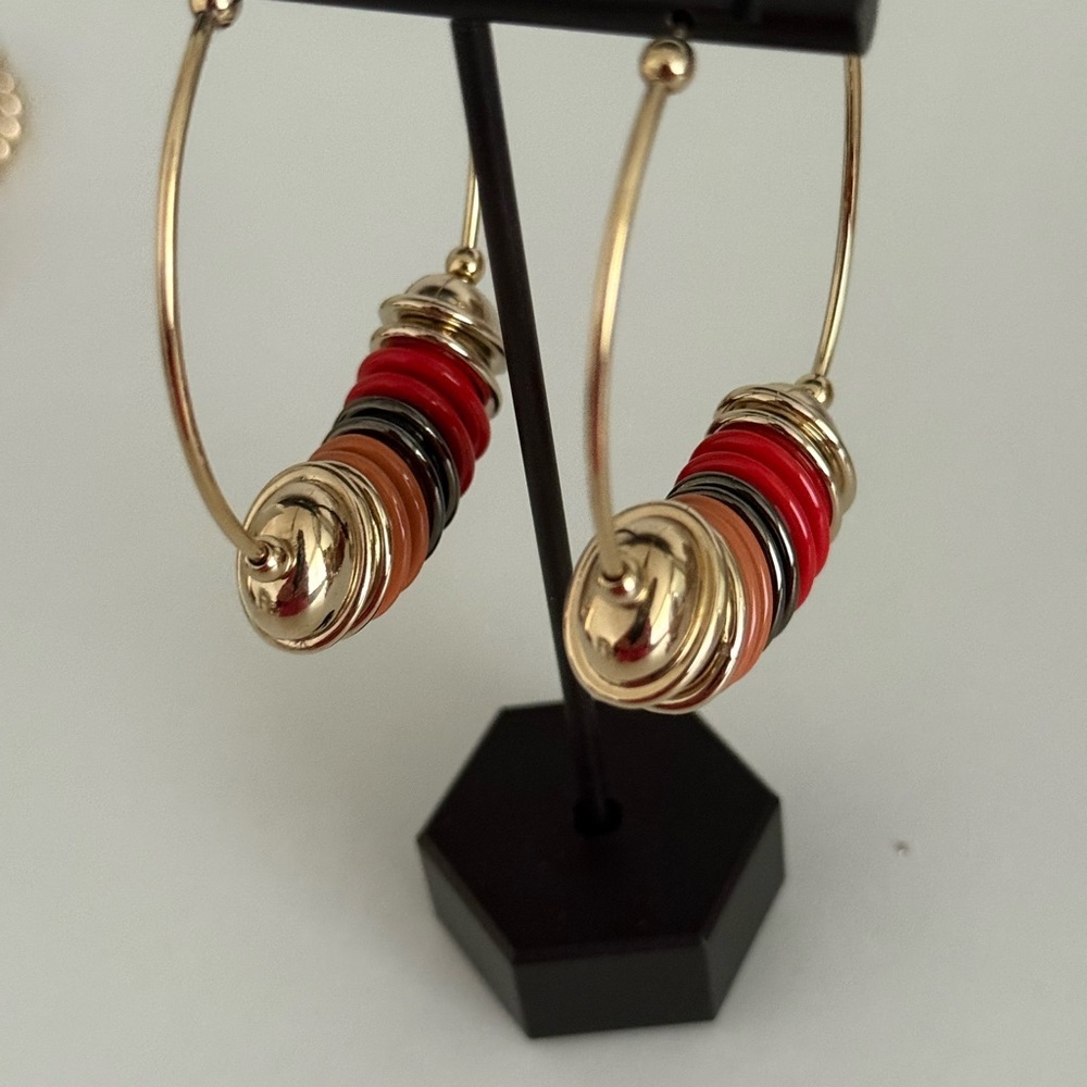 Zara colorful beaded hoop earrings - Picture 2 of 4